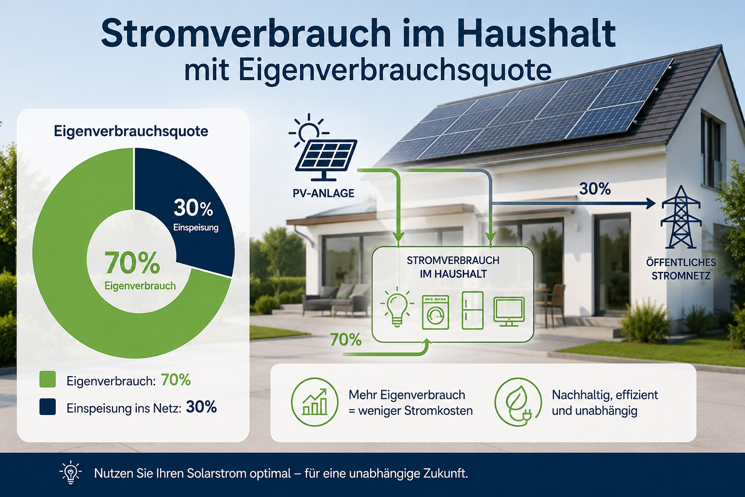 Stromverbrauch im Haushalt mit Eigenverbrauchsquote einer Photovoltaikanlage in Wien